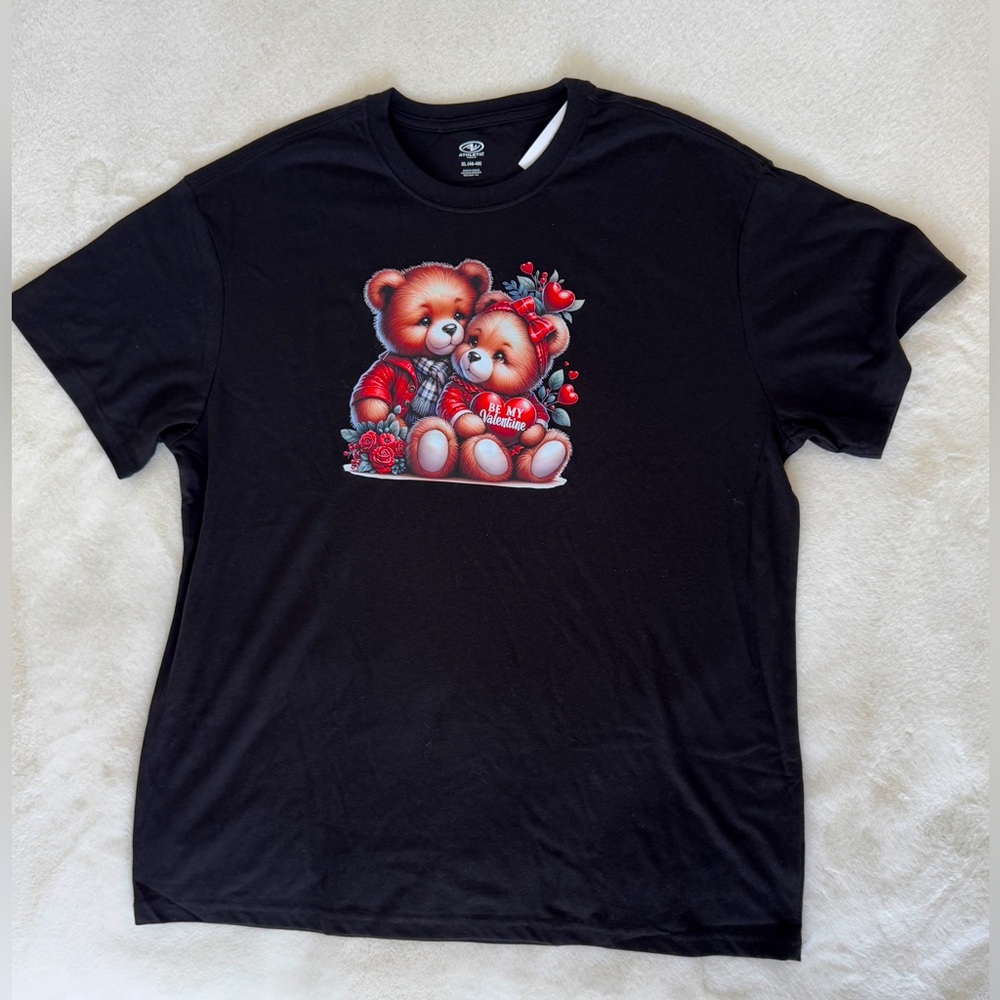 💃 Unisex Teddy Bear Valentine’s Day Graphic T-Shirt, Size XL
